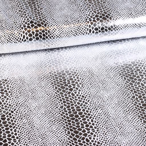 Jersey-Stretch-Stoff Krokodil weiß Silber Foil