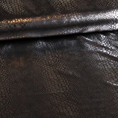 Jersey-Stoff Krokodil schwarz Silber Foil