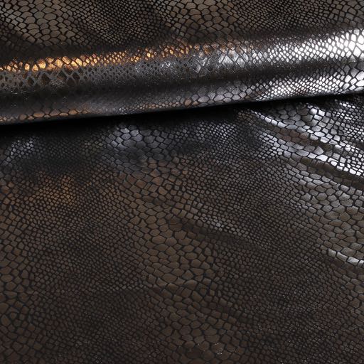 Jersey-Stoff Krokodil schwarz Silber Foil