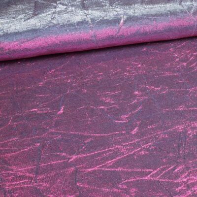 Lurex-Stoff silber/fuchsia geknittert