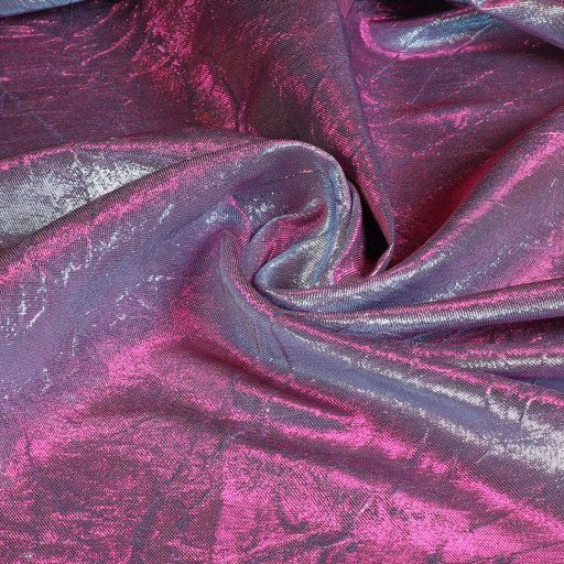Lurex-Stoff silber/fuchsia geknittert