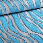 Jacquard lurex stippen aqua