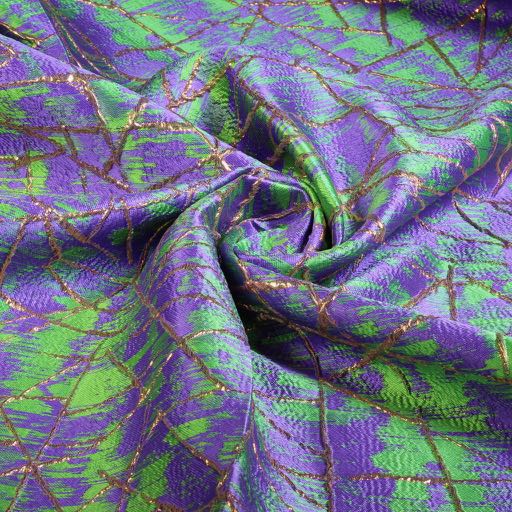 Jacquard-Stoff gold Lurex abstrakt grün/lila
