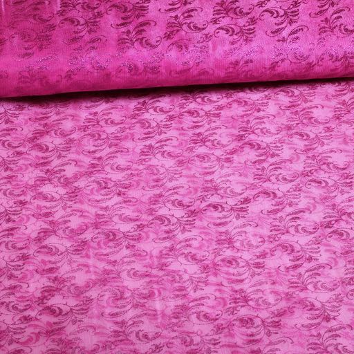 Organza bedruckt glitter fuchsia