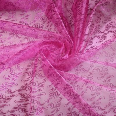 Organza bedruckt glitter fuchsia