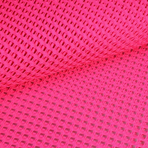 Elastischer Netzstoff grob fluor rosa