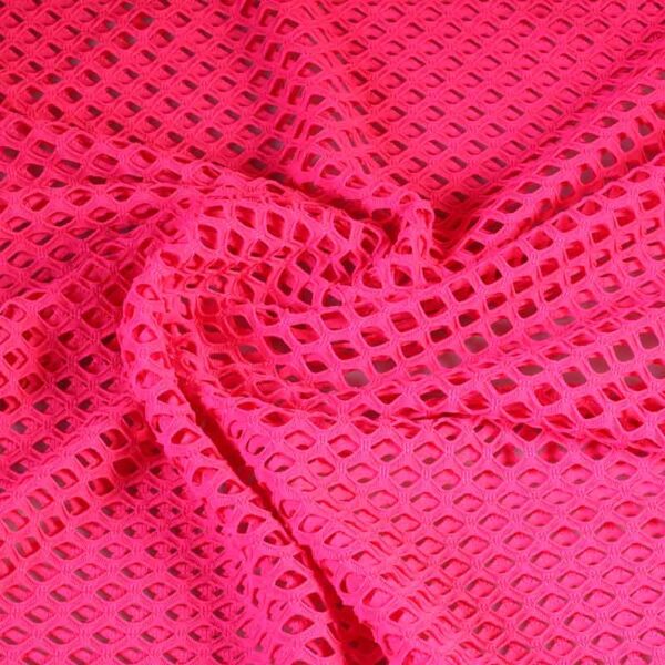 Elastischer Netzstoff grob fluor rosa