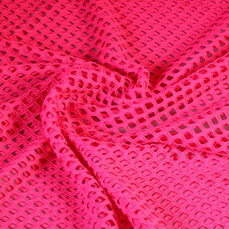 Elastischer Netzstoff grob fluor rosa