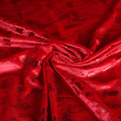 Velvet-Stretch-Stoff Graffiti Foil Rot