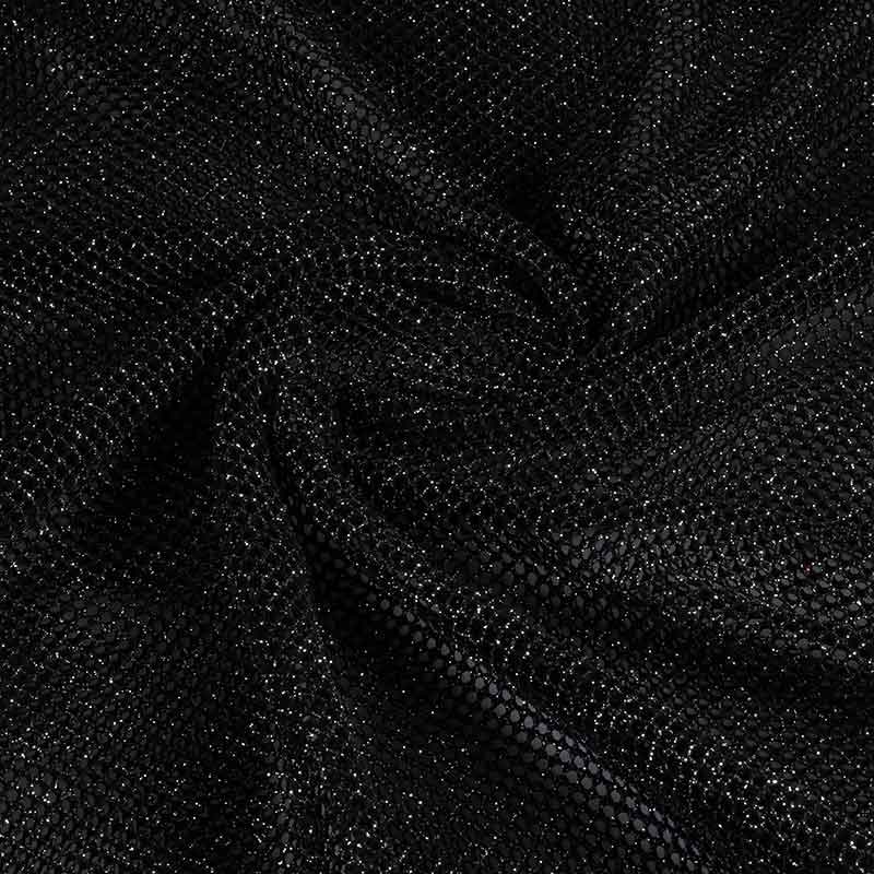 Elastischer Glitzernetzstoff schwarz