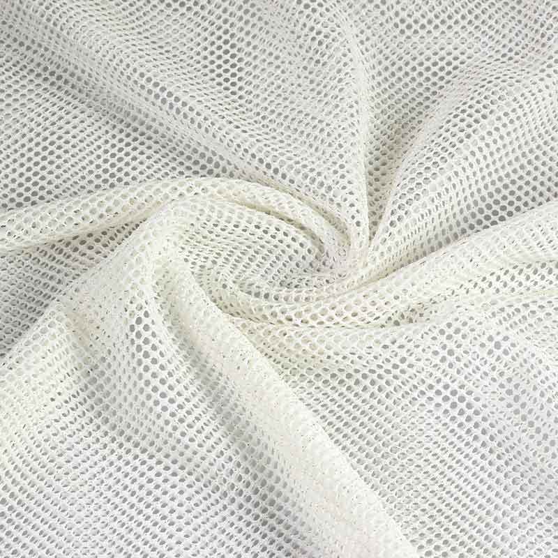 Elastische Netzstoff glitter ecru