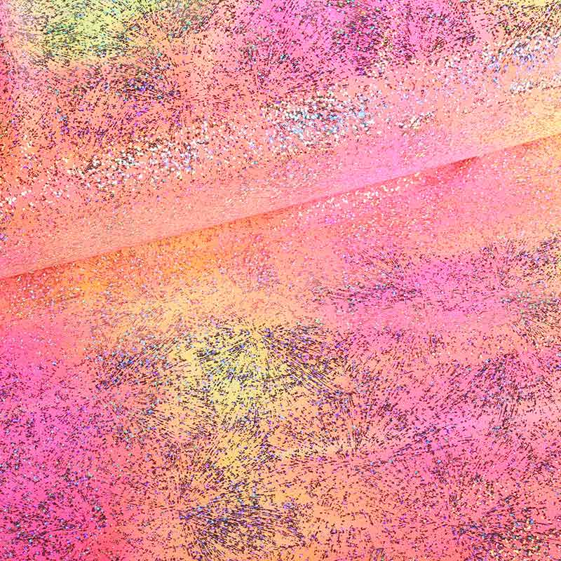 Stretch 4-Way-Stoff Tye Dye Foil Multicolor Fuchsia