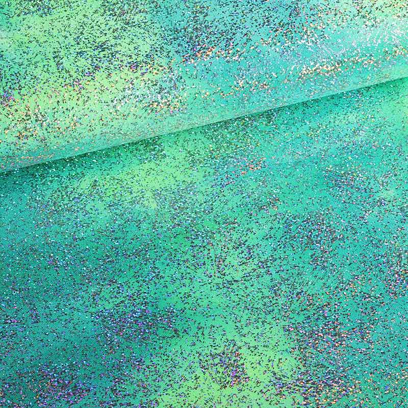 Stretch 4-Way-Stoff Tye Dye Silberfolie Multicolor Grün