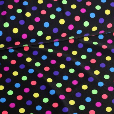 Stretch 4-Way-Stoff Clown mehrfarbig Punkte