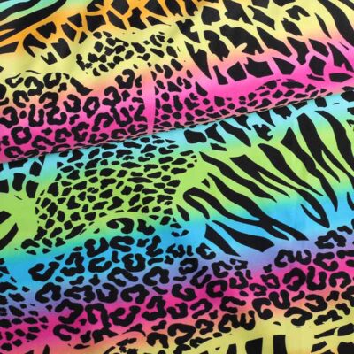 Stretch 4 Way Stoff Leopard Multicolor