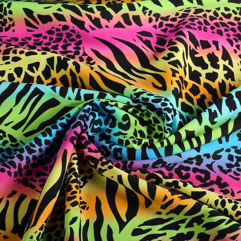 Stretch 4 Way Stoff Leopard Multicolor
