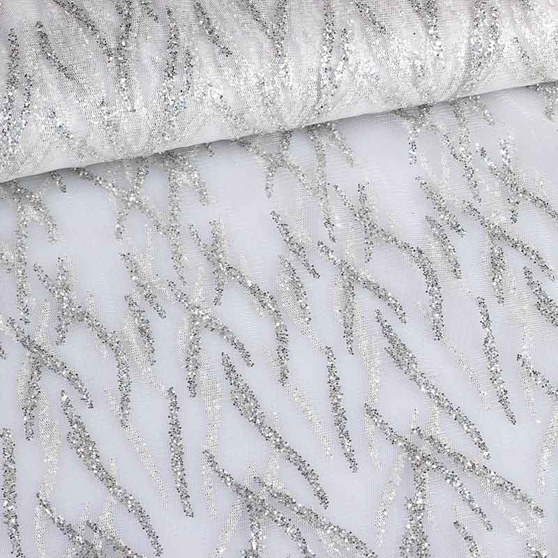Mesh-Stoff fantasie glitter weiß