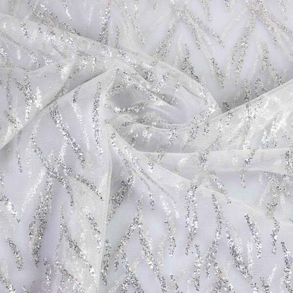 Mesh-Stoff fantasie glitter weiß