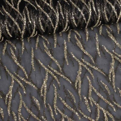 Mesh-Stoff Fantasie Glitter schwarz