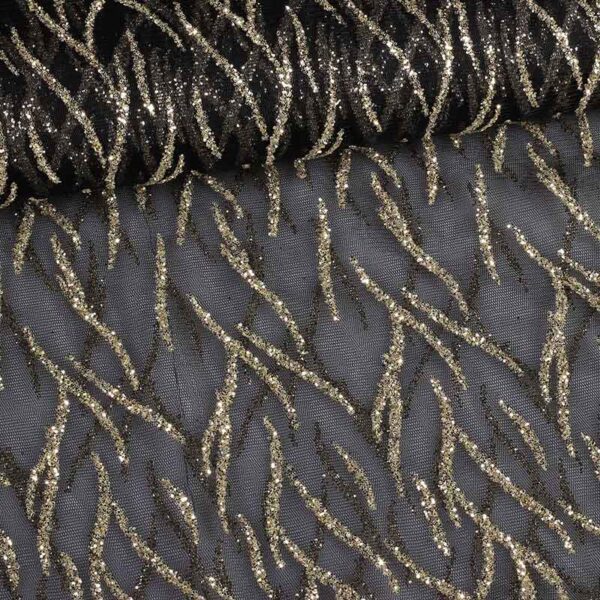 Mesh-Stoff Fantasie Glitter schwarz