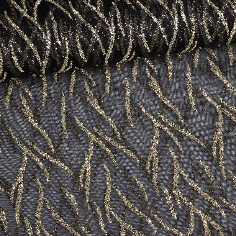 Mesh-Stoff Fantasie Glitter schwarz