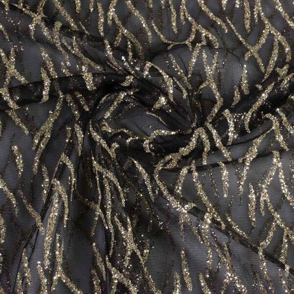 Mesh-Stoff Fantasie Glitter schwarz