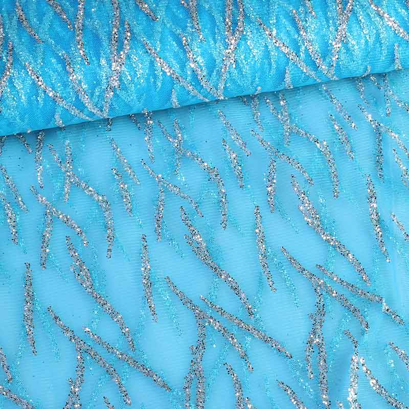 Mesh-Stoff Fantasie Glitter Aqua