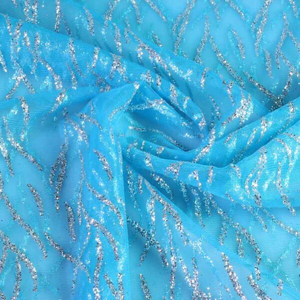 Mesh-Stoff Fantasie Glitter Aqua
