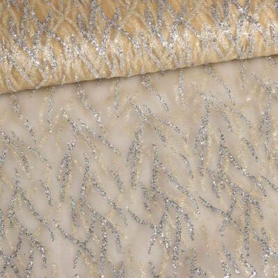 Mesh-Stoff fantasie glitter ecru