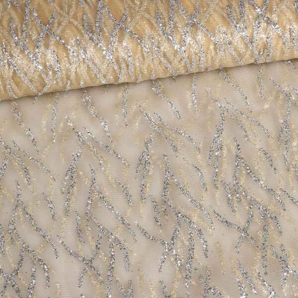Mesh-Stoff fantasie glitter ecru