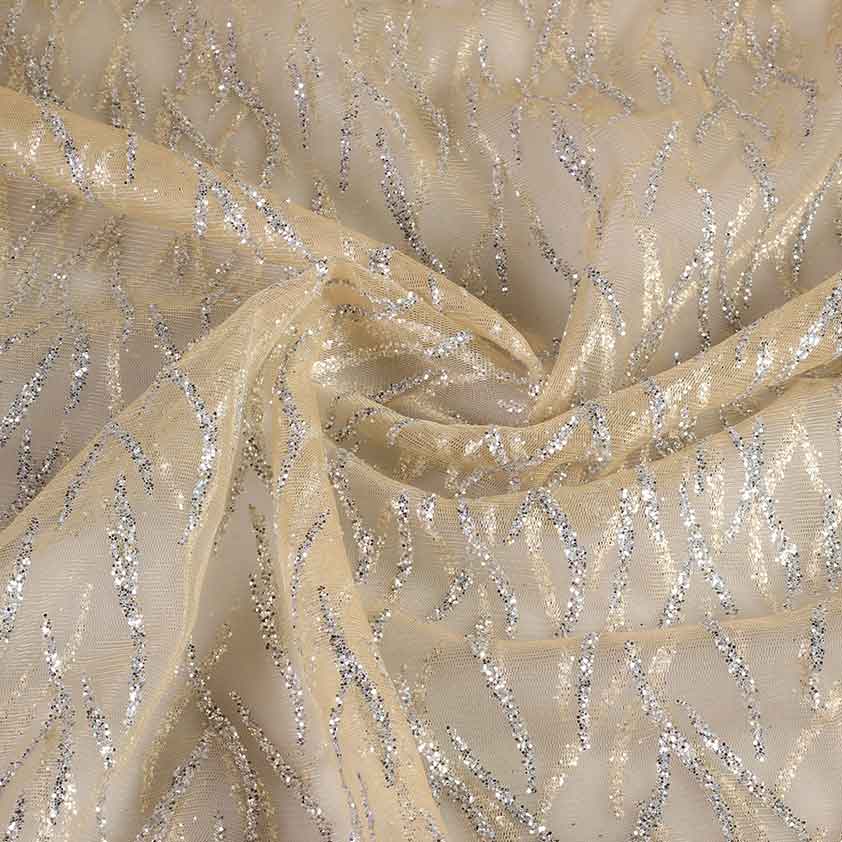 Mesh-Stoff fantasie glitter ecru