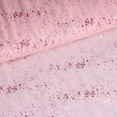 Mesh-Stoff Glitterpunkt rosa