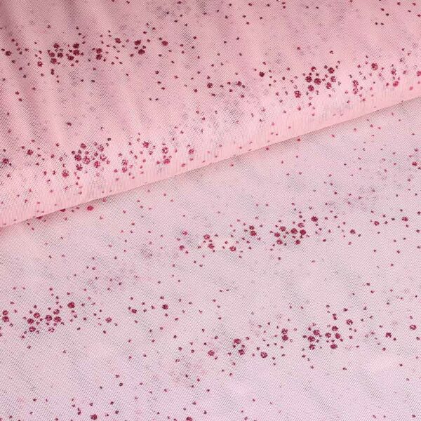 Mesh-Stoff Glitterpunkt rosa