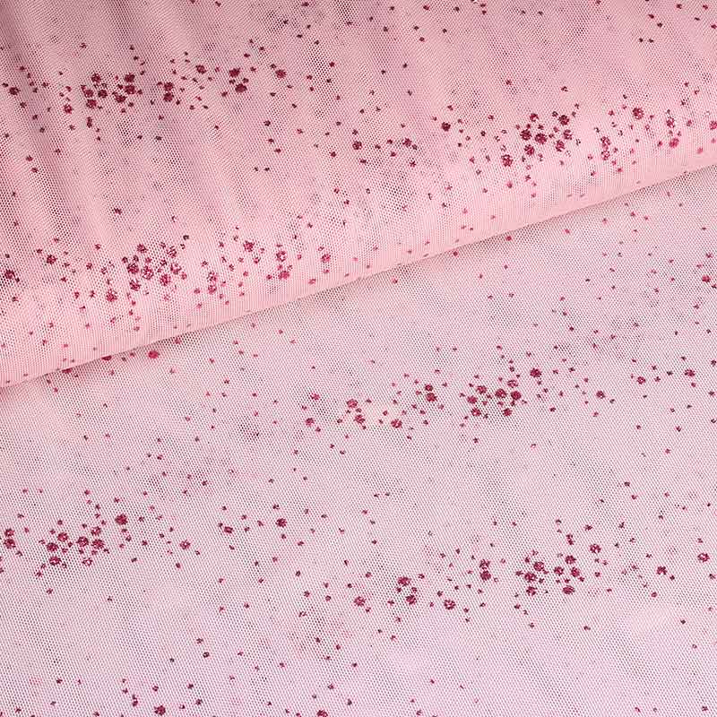 Mesh-Stoff Glitterpunkt rosa