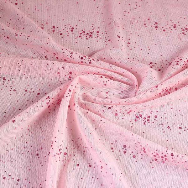 Mesh-Stoff Glitterpunkt rosa
