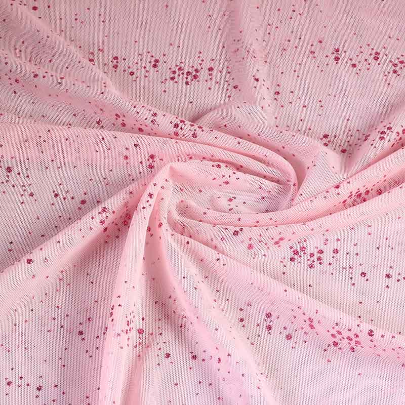 Mesh-Stoff Glitterpunkt rosa