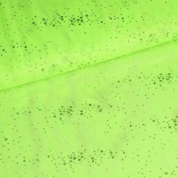 Mesh-Stoff Glitzer Punkte lime