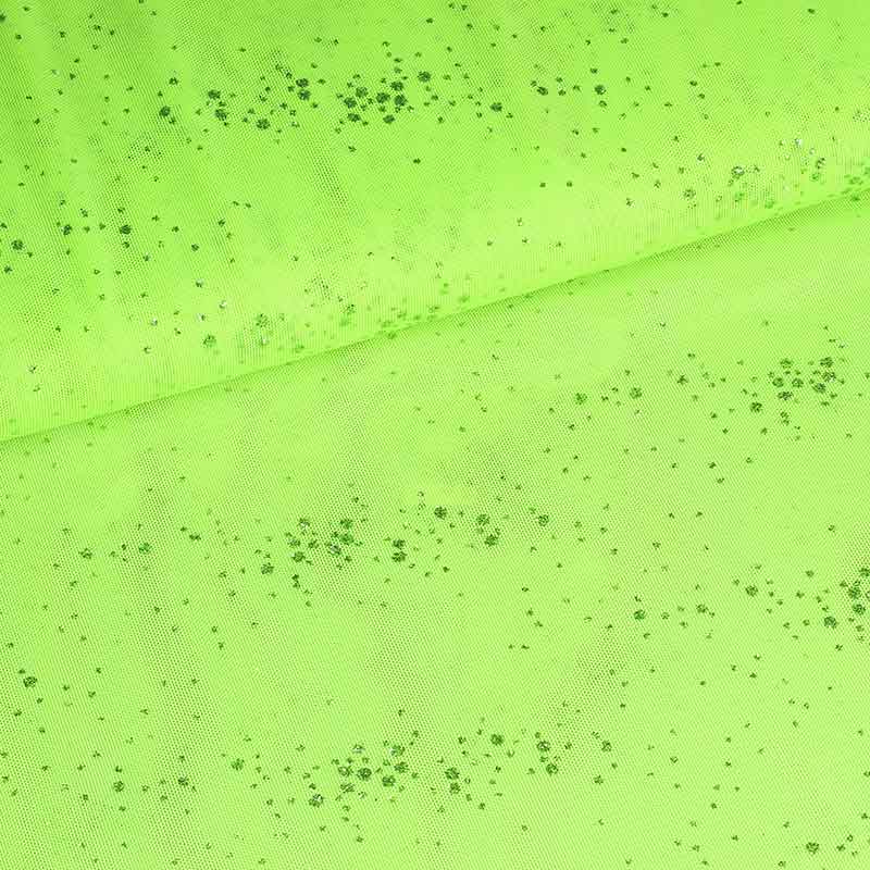 Mesh-Stoff Glitzer Punkte lime