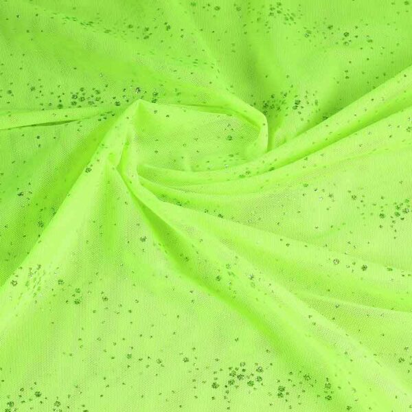 Mesh-Stoff Glitzer Punkte lime