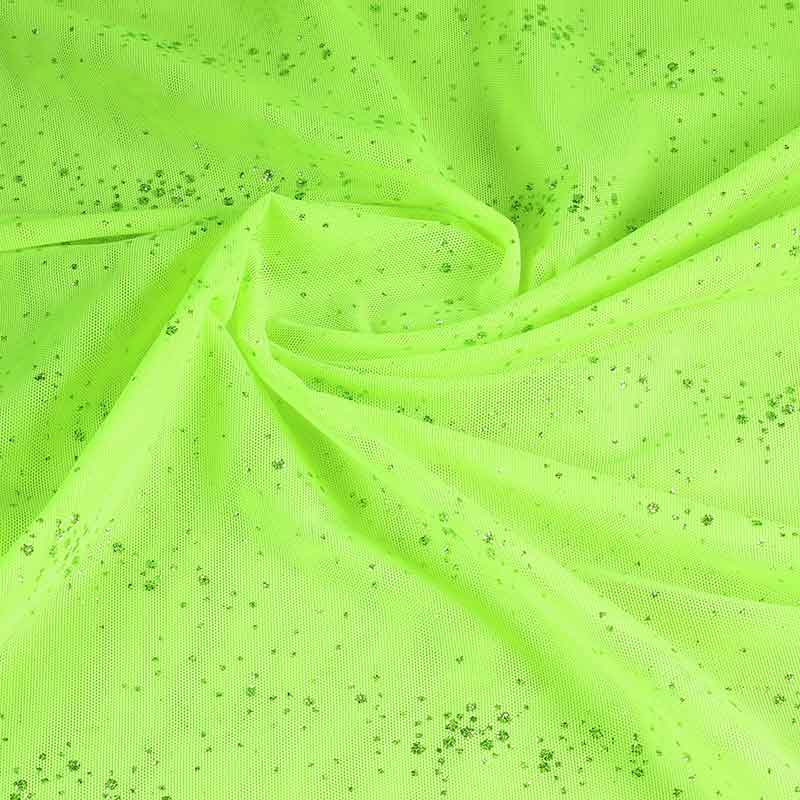 Mesh-Stoff Glitzer Punkte lime