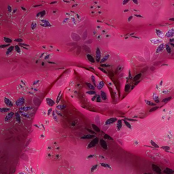Mesh-Stoff Glitzerblume Fuchsia