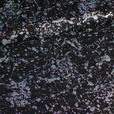Mesh-Stoff schwarz mit Silberfolie