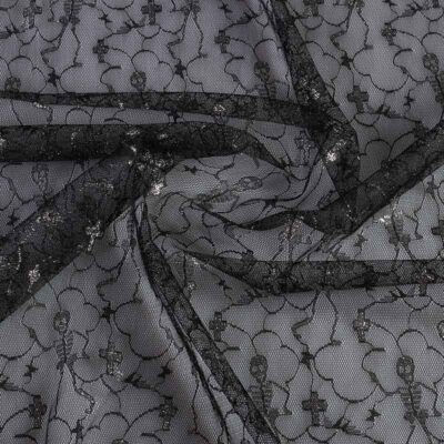 Mesh-Stoff schwarz silber