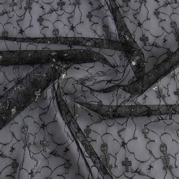 Mesh-Stoff schwarz silber