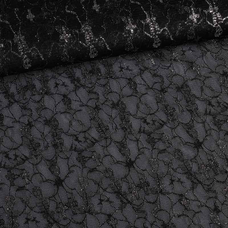Mesh-Stoff schwarz silber