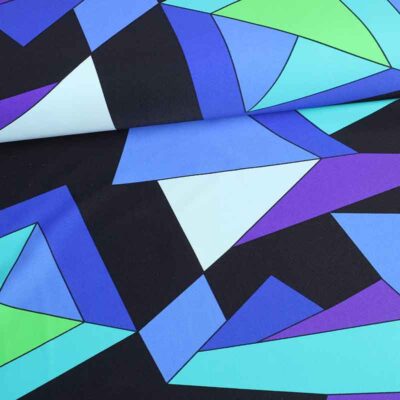 Stretch 4 Way Stoff geometrisch aqua