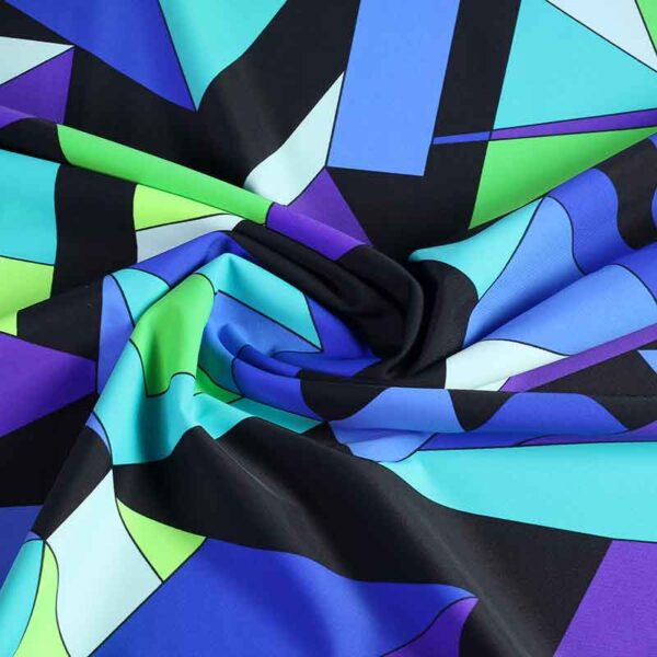 Stretch 4 Way Stoff geometrisch aqua