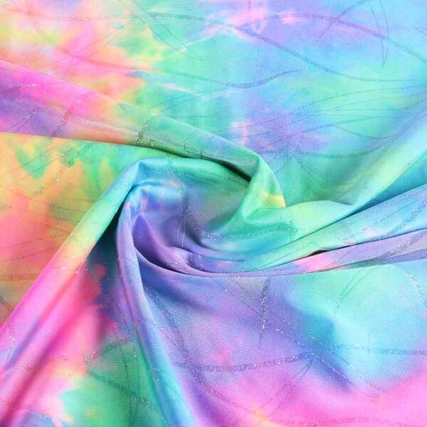 Stretch 4-Way-Stoff Tye Dye Glitter multicolor