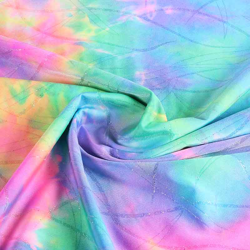 Stretch 4-Way-Stoff Tye Dye Glitter multicolor