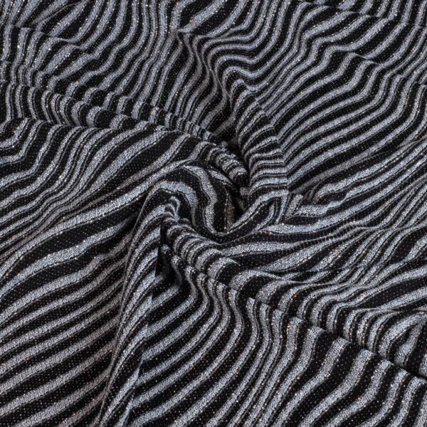 Glitter Fantasie Streifenstoff schwarz silber
